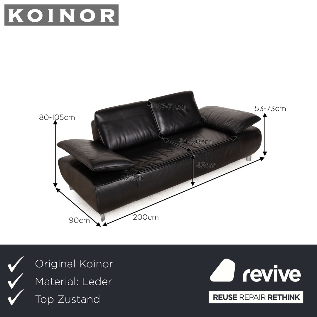 Koinor Volare Leder Zweisitzer Schwarz manuelle Funktion Sofa Couch