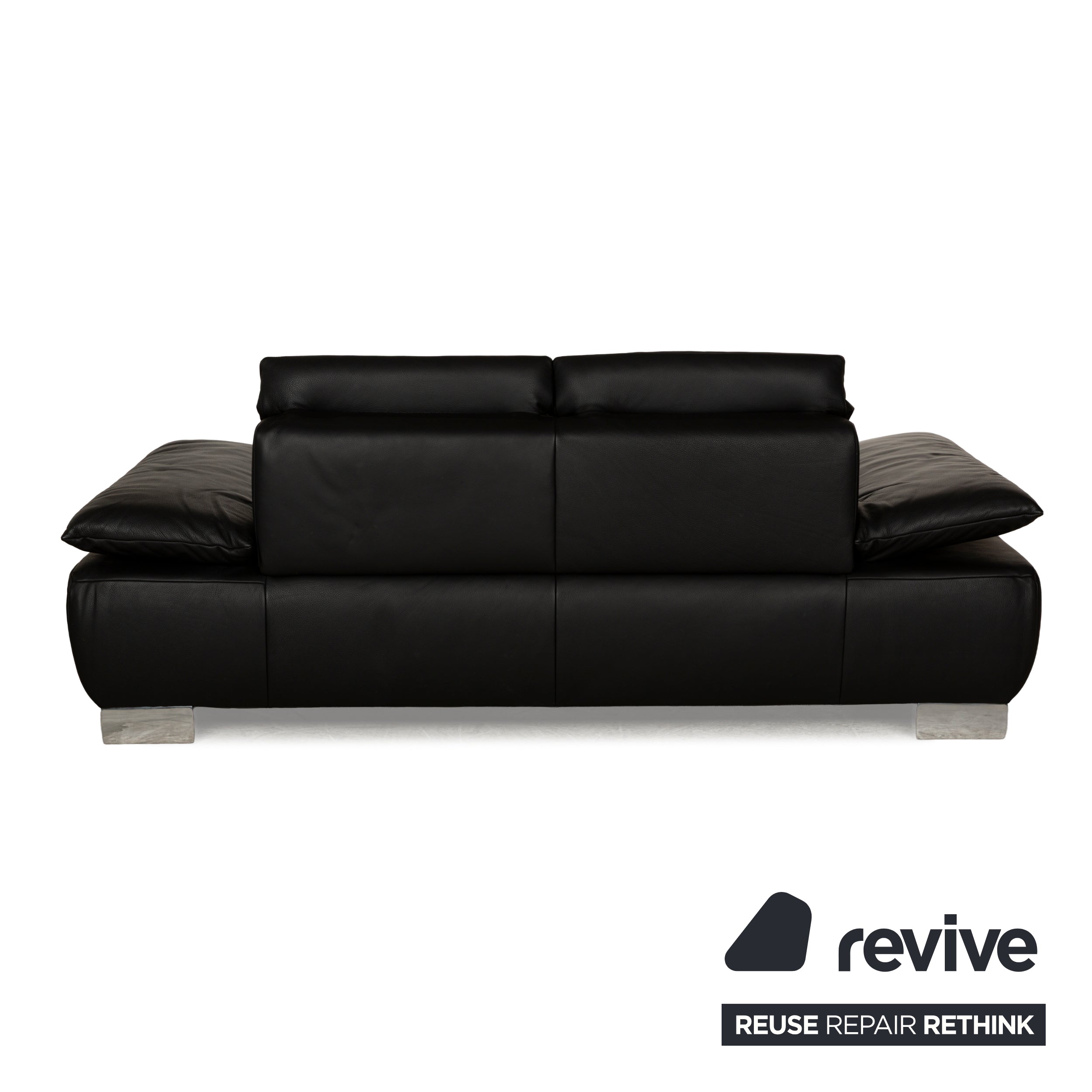 Koinor Volare Leather Two Seater Black Manual Function Sofa Couch
