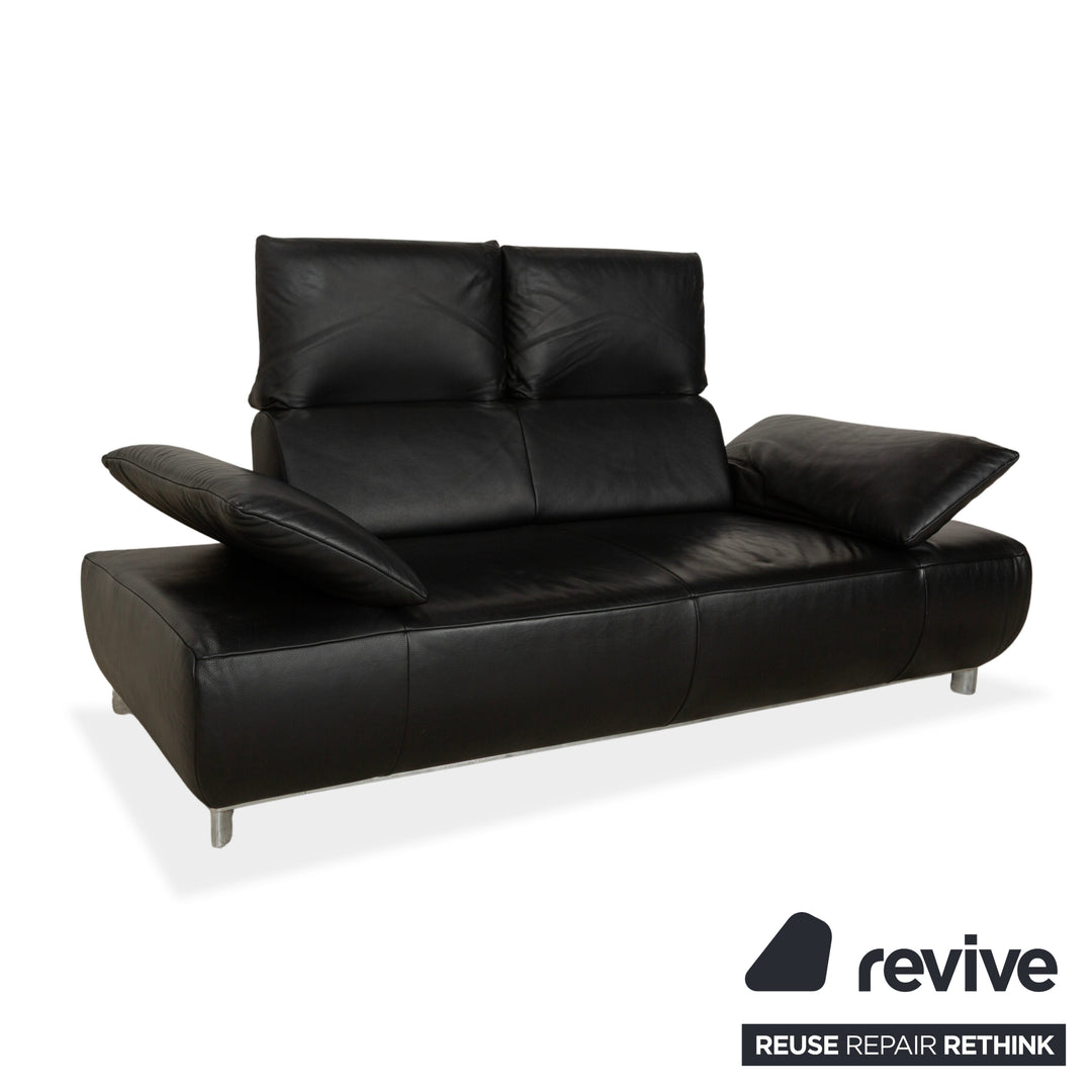 Koinor Volare Canapé deux places en cuir noir à fonction manuelle