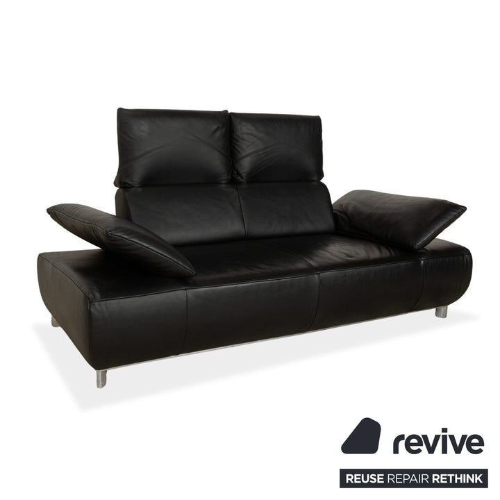 Koinor Volare Canapé deux places en cuir noir à fonction manuelle