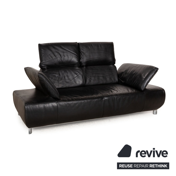 Koinor Volare Leather Two Seater Black Manual Function Sofa Couch