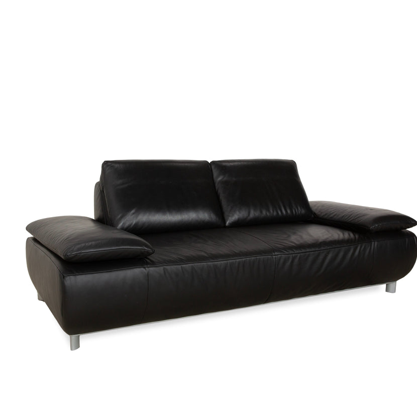 Koinor Volare Leather Two Seater Black Manual Function Sofa Couch