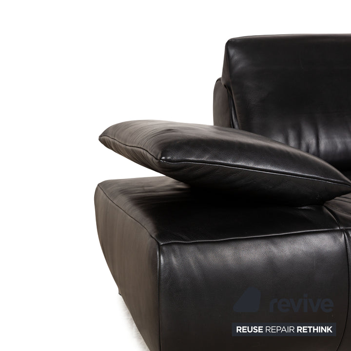 Koinor Volare Leather Two Seater Black Manual Function Sofa Couch