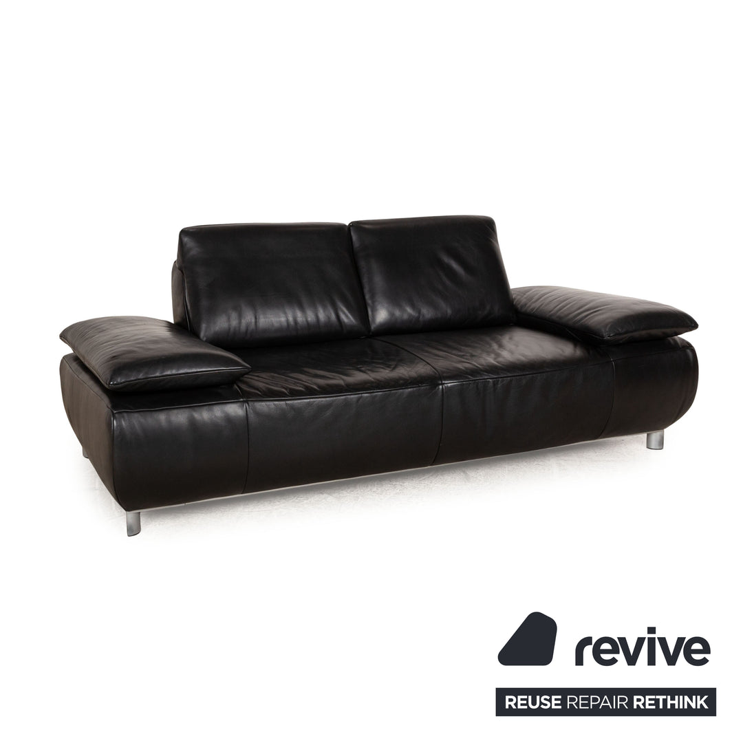 Koinor Volare Leather Two Seater Black Manual Function Sofa Couch