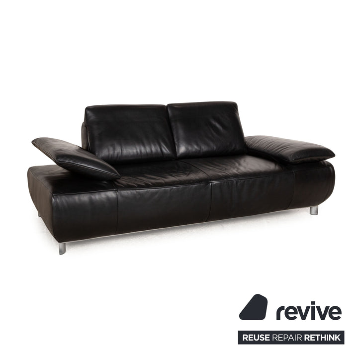 Koinor Volare Leather Two Seater Black Manual Function Sofa Couch