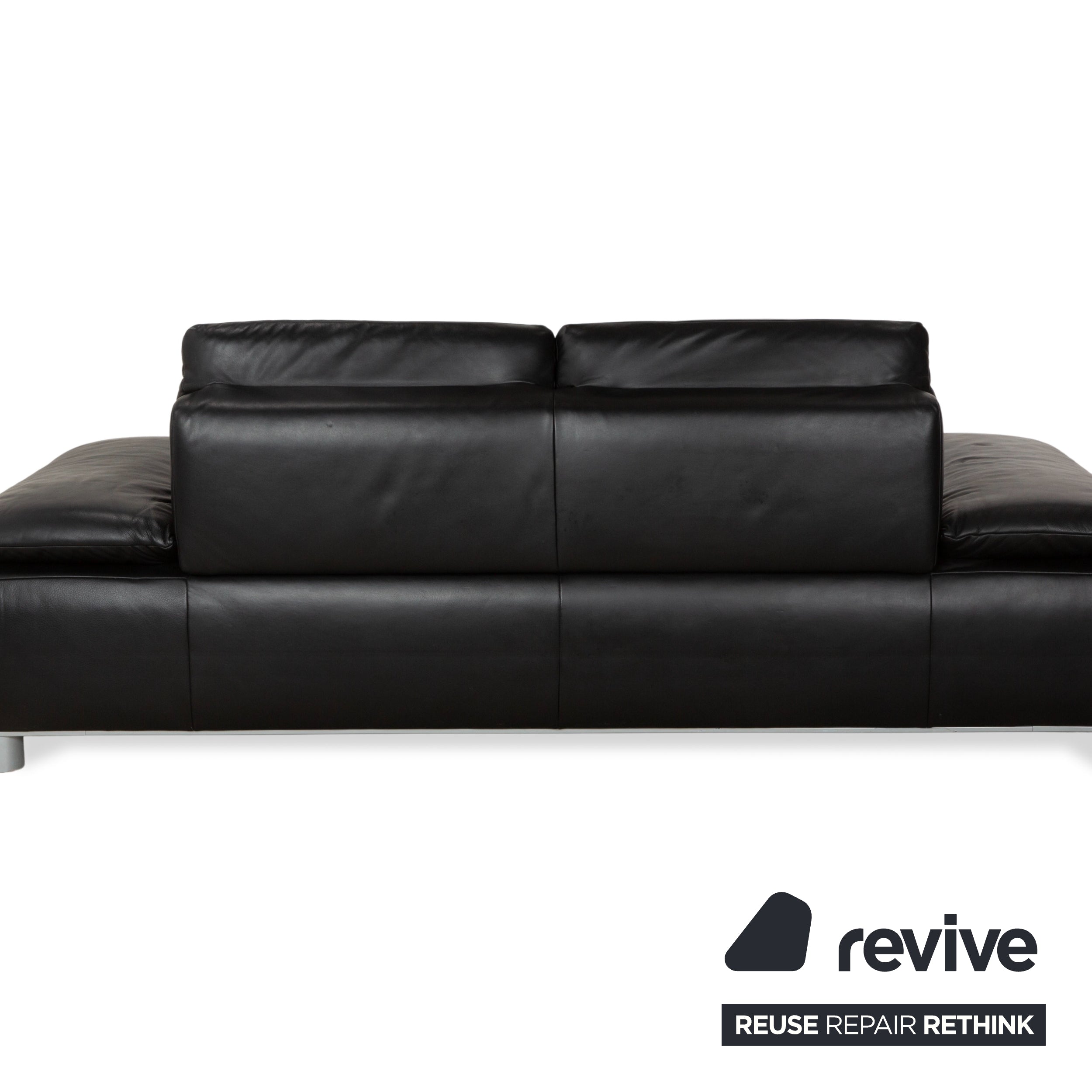 Koinor Volare Leather Two Seater Black Manual Function Sofa Couch