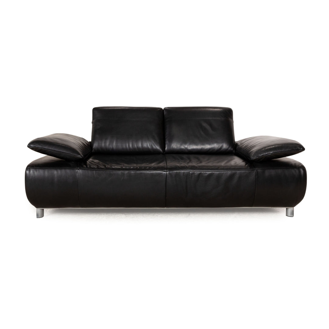 Koinor Volare Leather Two Seater Black Manual Function Sofa Couch