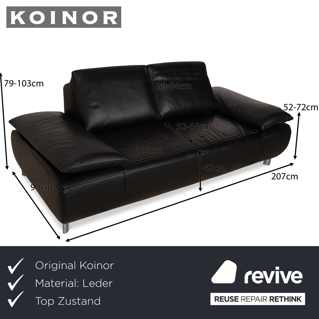 Koinor Volare Leder Zweisitzer Schwarz manuelle Funktion Sofa Couch