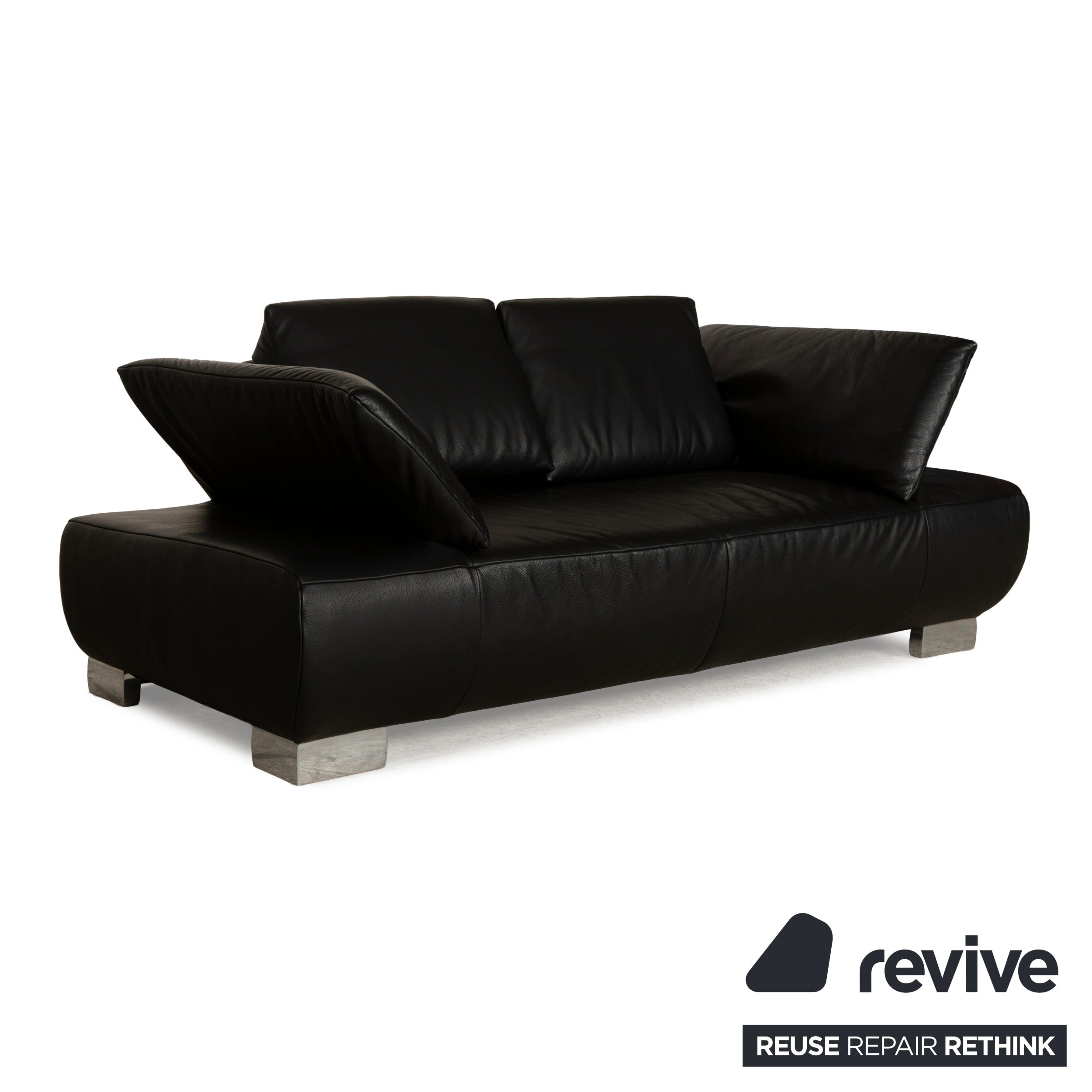 Koinor Volare Leather Two Seater Black Manual Function Sofa Couch