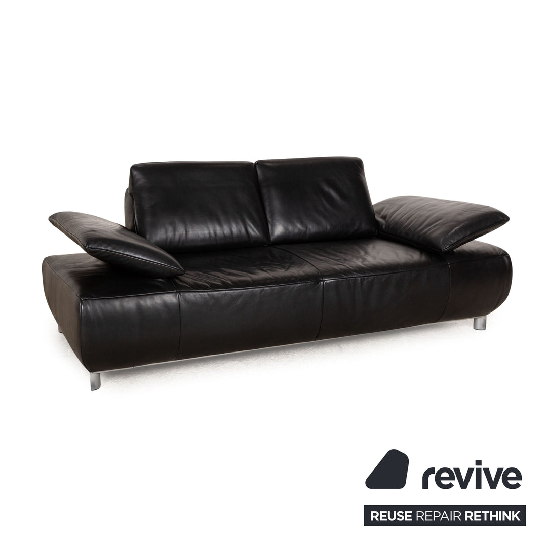 Koinor Volare Leather Two Seater Black Manual Function Sofa Couch