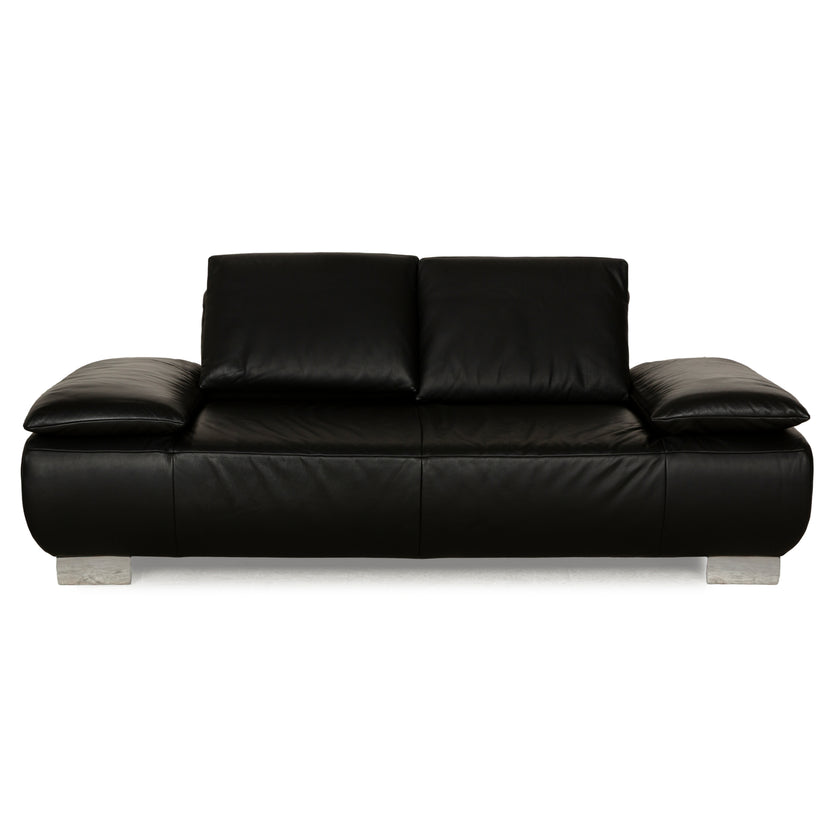 Koinor Volare Leather Two Seater Black Manual Function Sofa Couch
