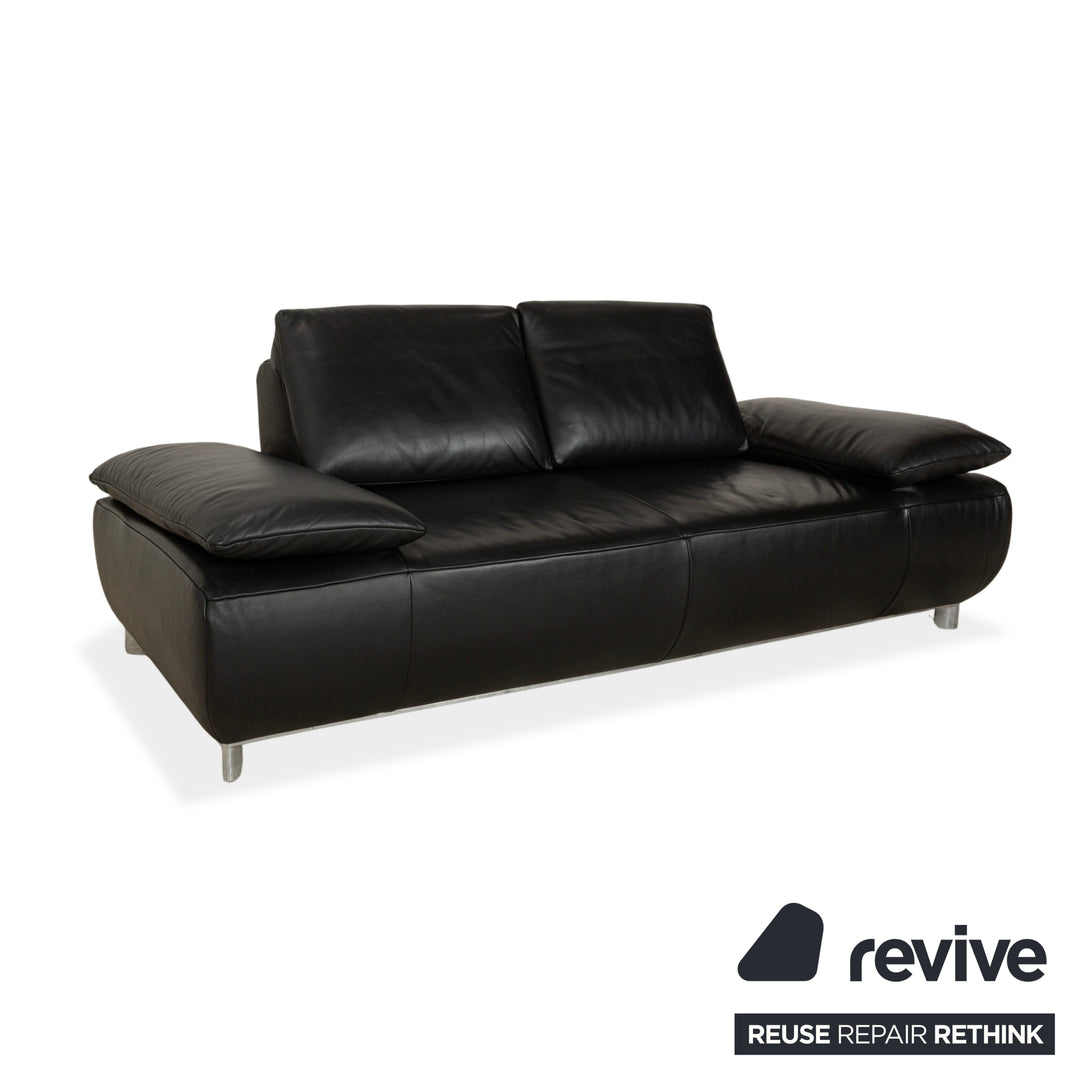 Koinor Volare Canapé deux places en cuir noir à fonction manuelle