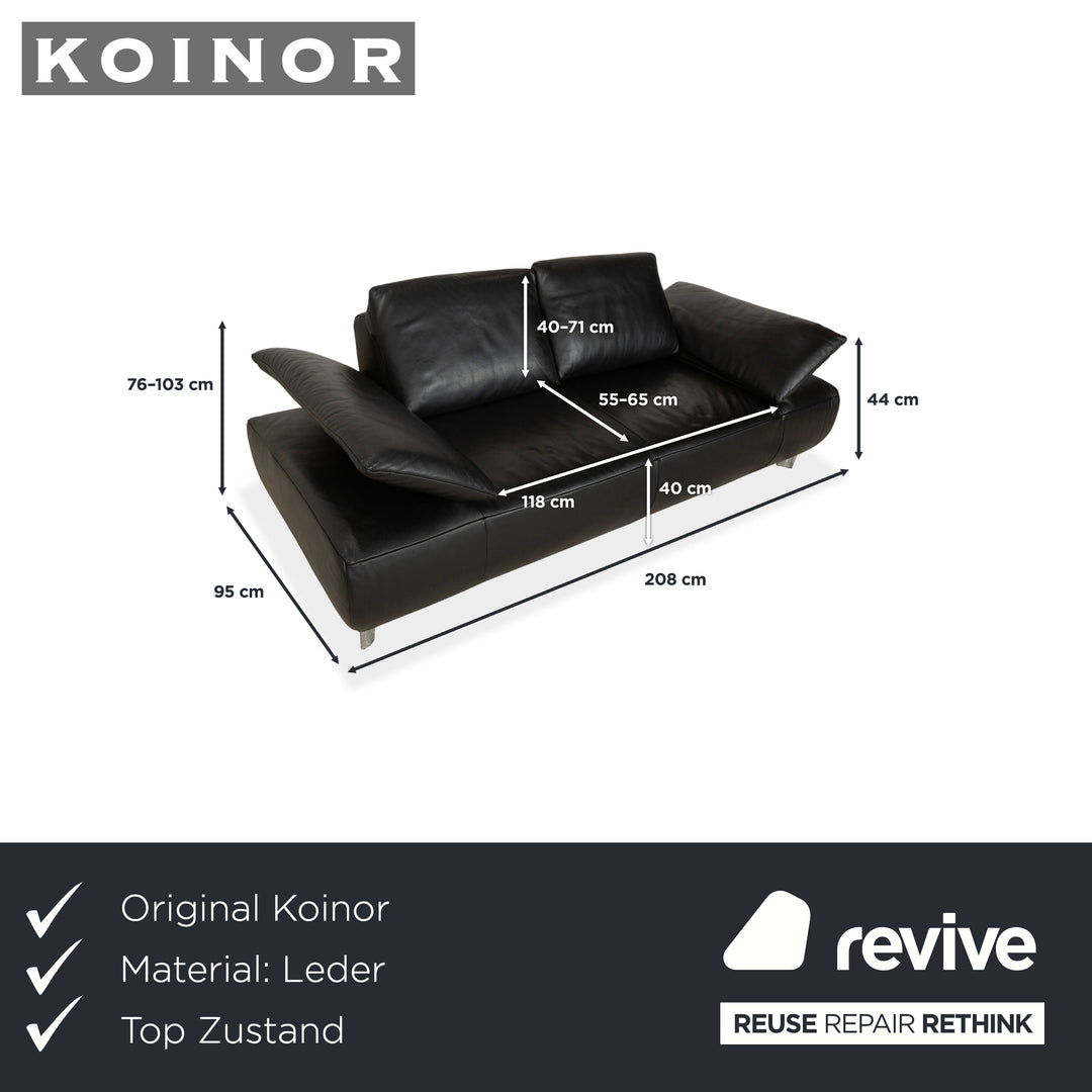 Koinor Volare Canapé deux places en cuir noir à fonction manuelle