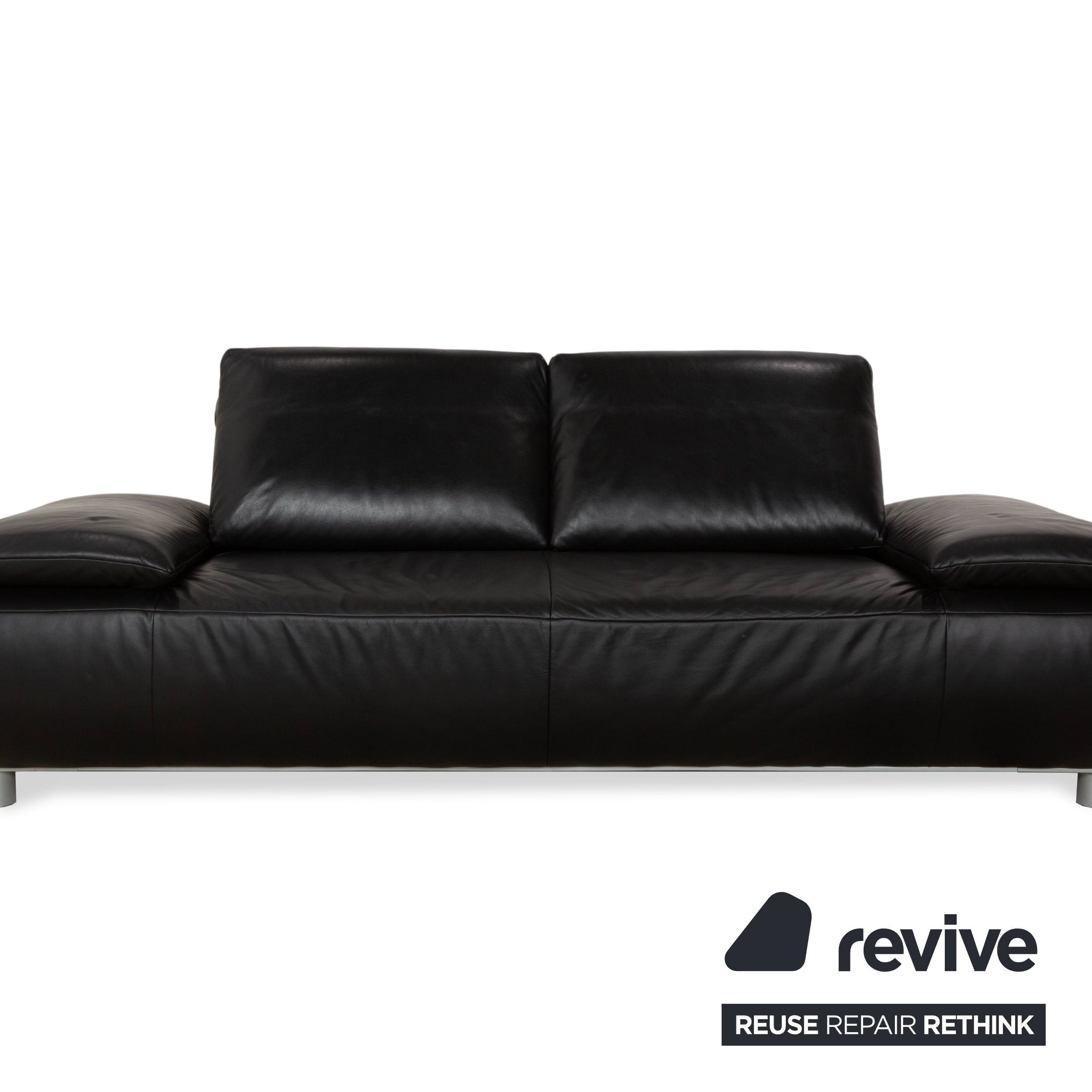 Koinor Volare Leather Two Seater Black Manual Function Sofa Couch