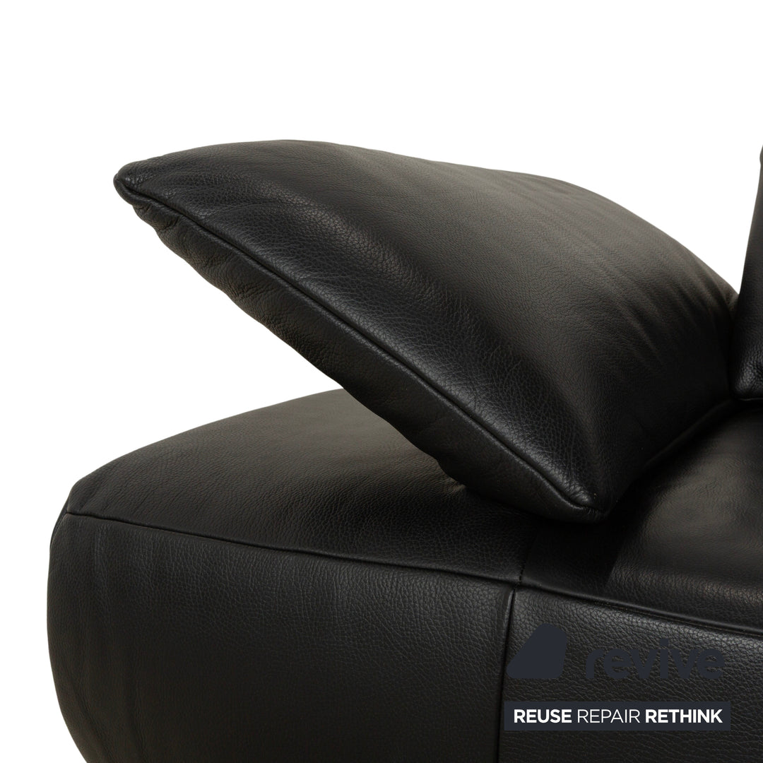 Koinor Volare Canapé deux places en cuir noir à fonction manuelle