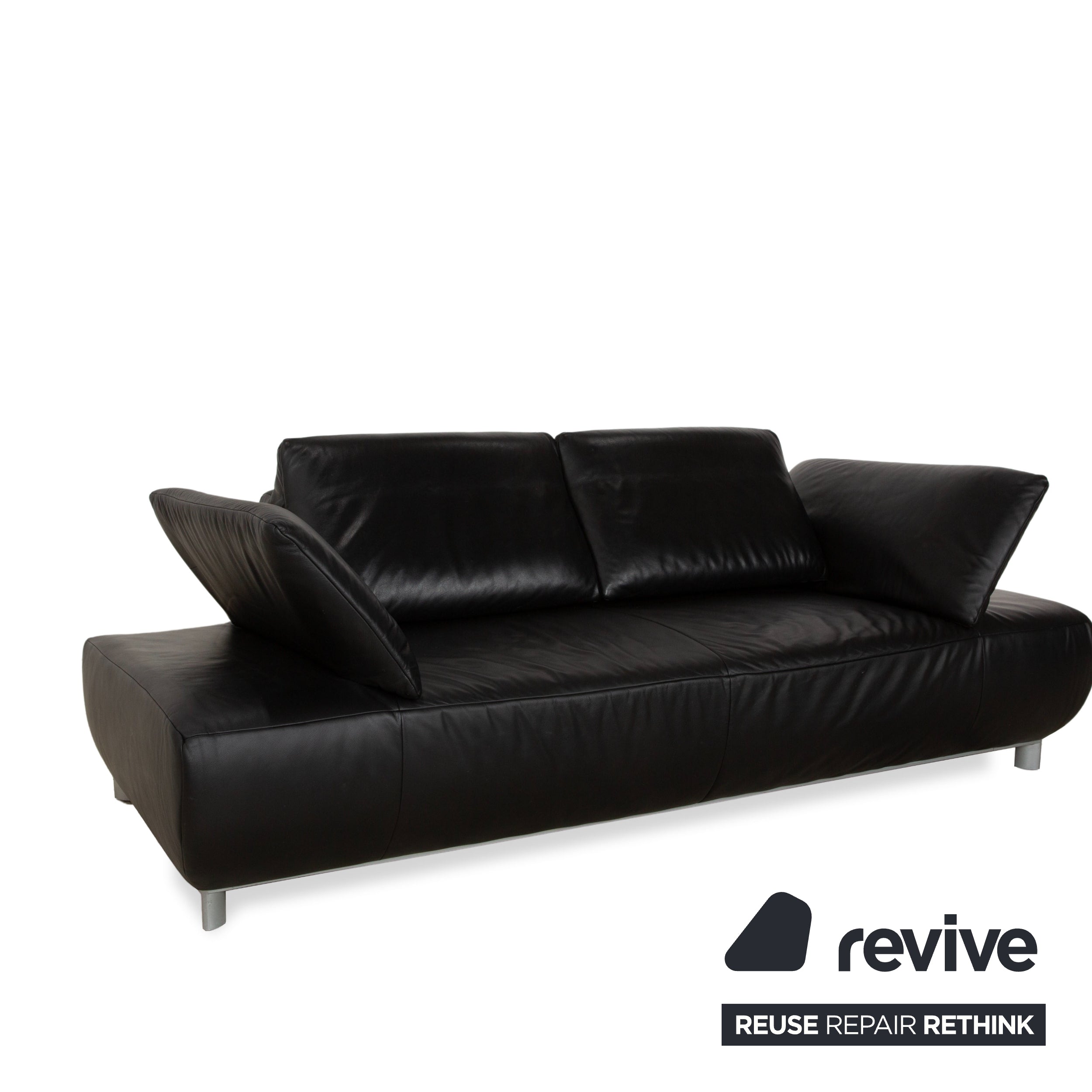 Koinor Volare Leather Two Seater Black Manual Function Sofa Couch