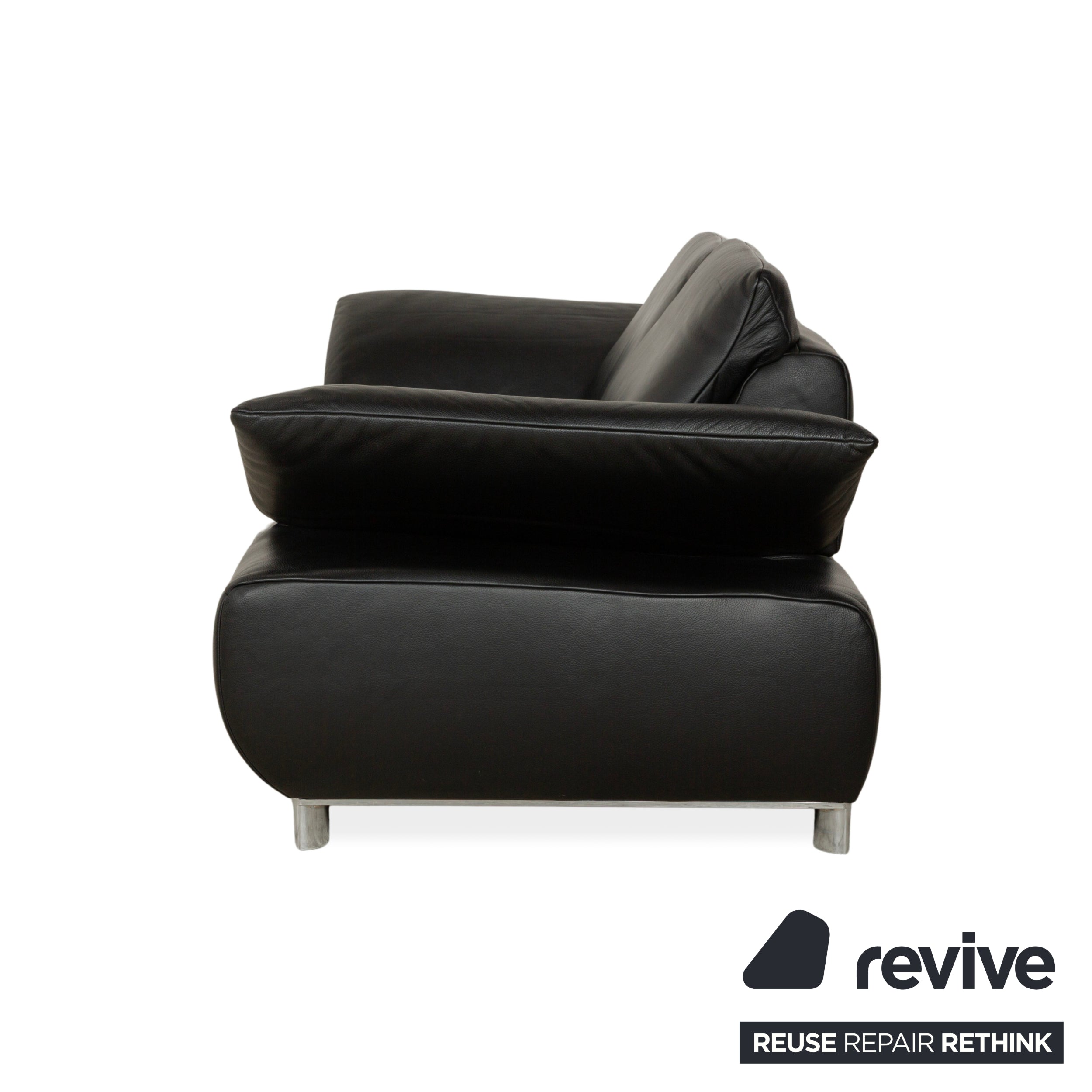 Koinor Volare Leather Two Seater Black Manual Function Sofa Couch