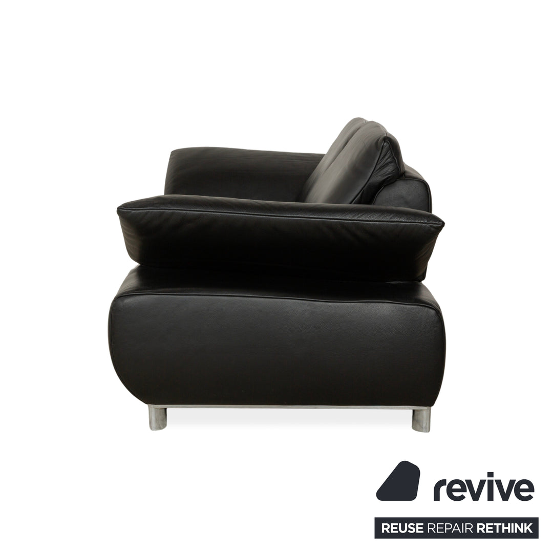 Koinor Volare Canapé deux places en cuir noir à fonction manuelle