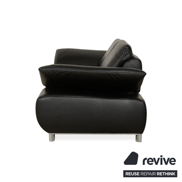 Koinor Volare Canapé deux places en cuir noir à fonction manuelle