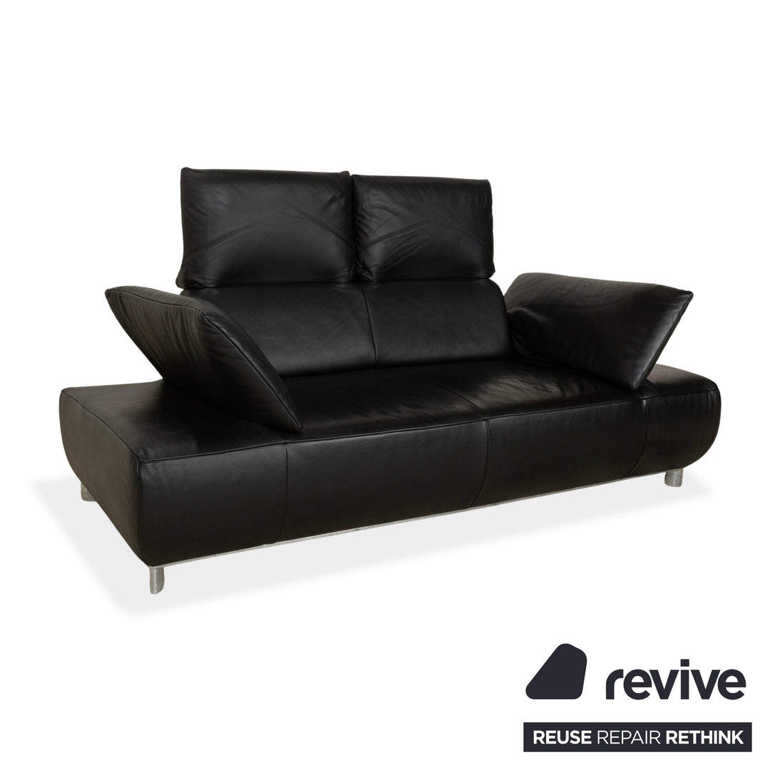 Koinor Volare Canapé deux places en cuir noir à fonction manuelle