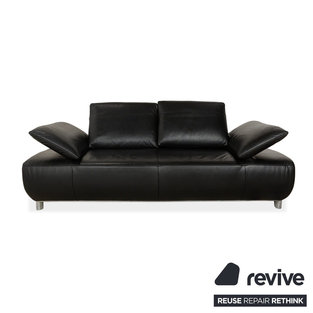 Koinor Volare Leather Two Seater Black Manual Function Sofa Couch