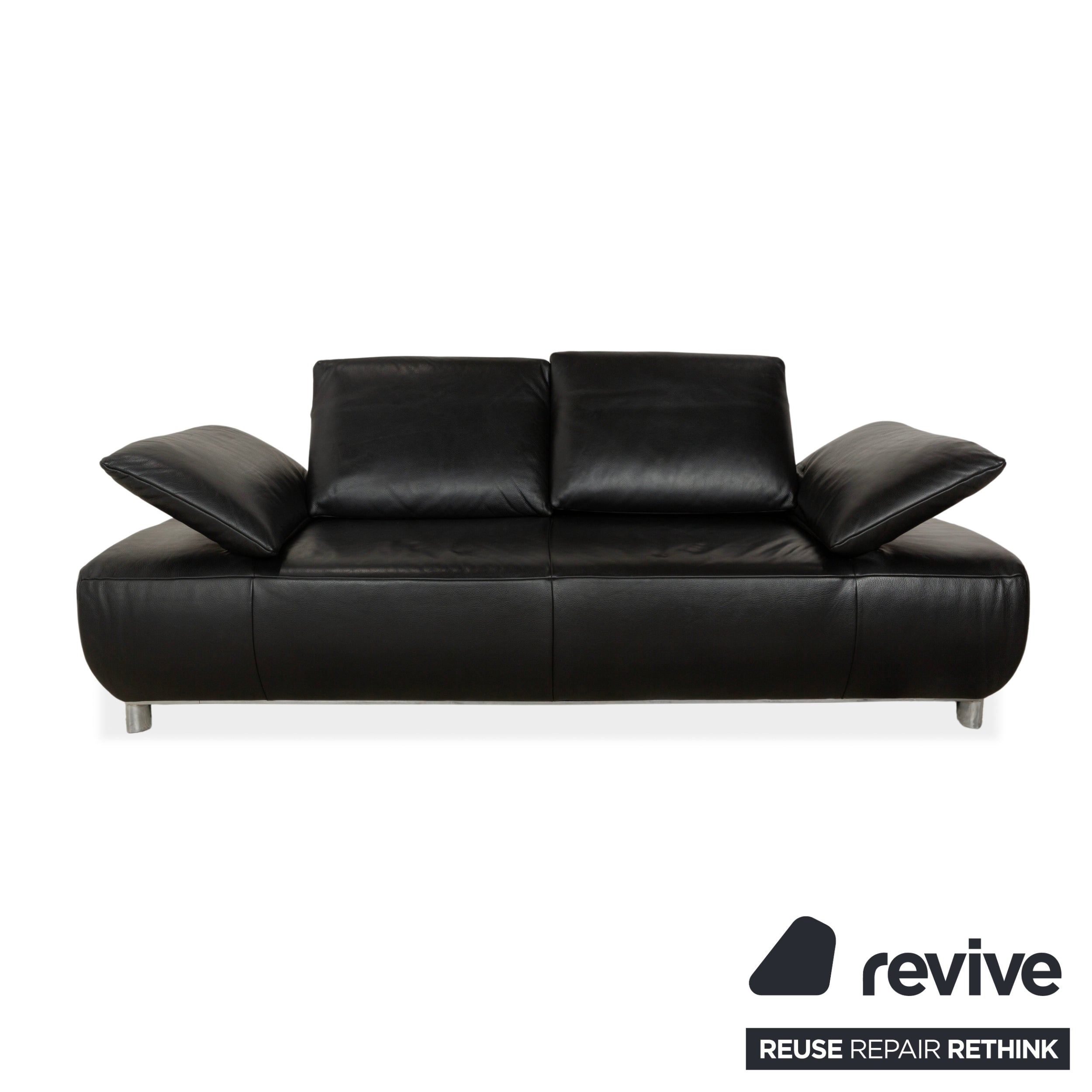 Koinor Volare Leather Two Seater Black Manual Function Sofa Couch