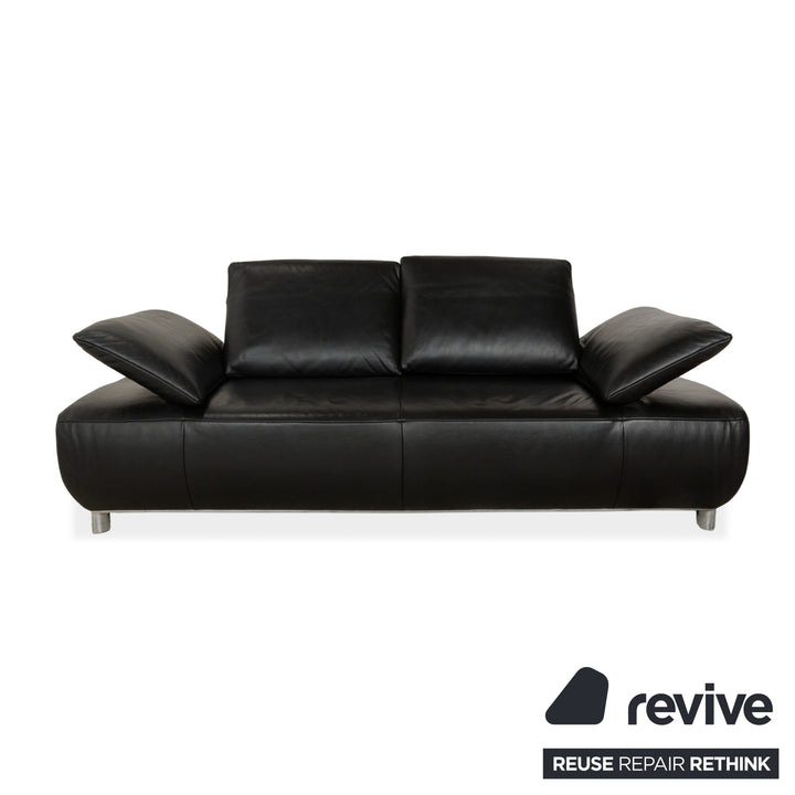 Koinor Volare Canapé deux places en cuir noir à fonction manuelle