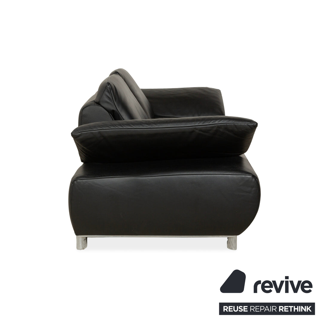 Koinor Volare Canapé deux places en cuir noir à fonction manuelle