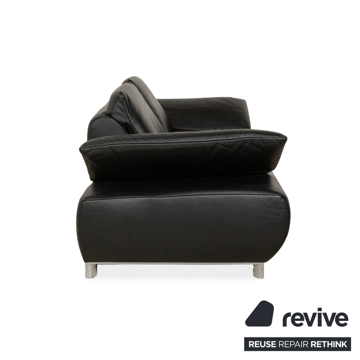 Koinor Volare Canapé deux places en cuir noir à fonction manuelle