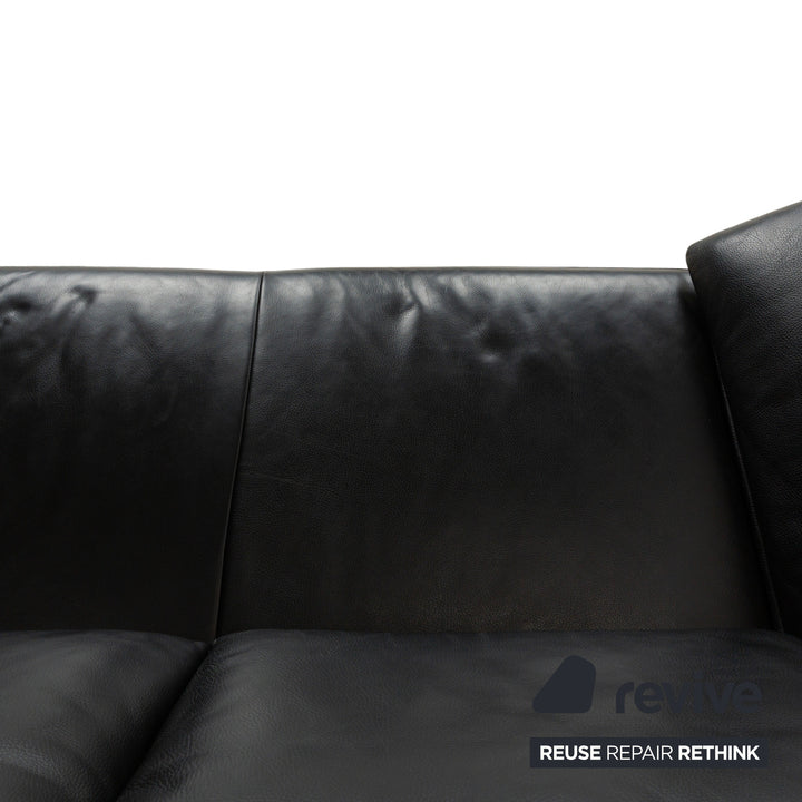 Koinor Volare Canapé deux places en cuir noir à fonction manuelle