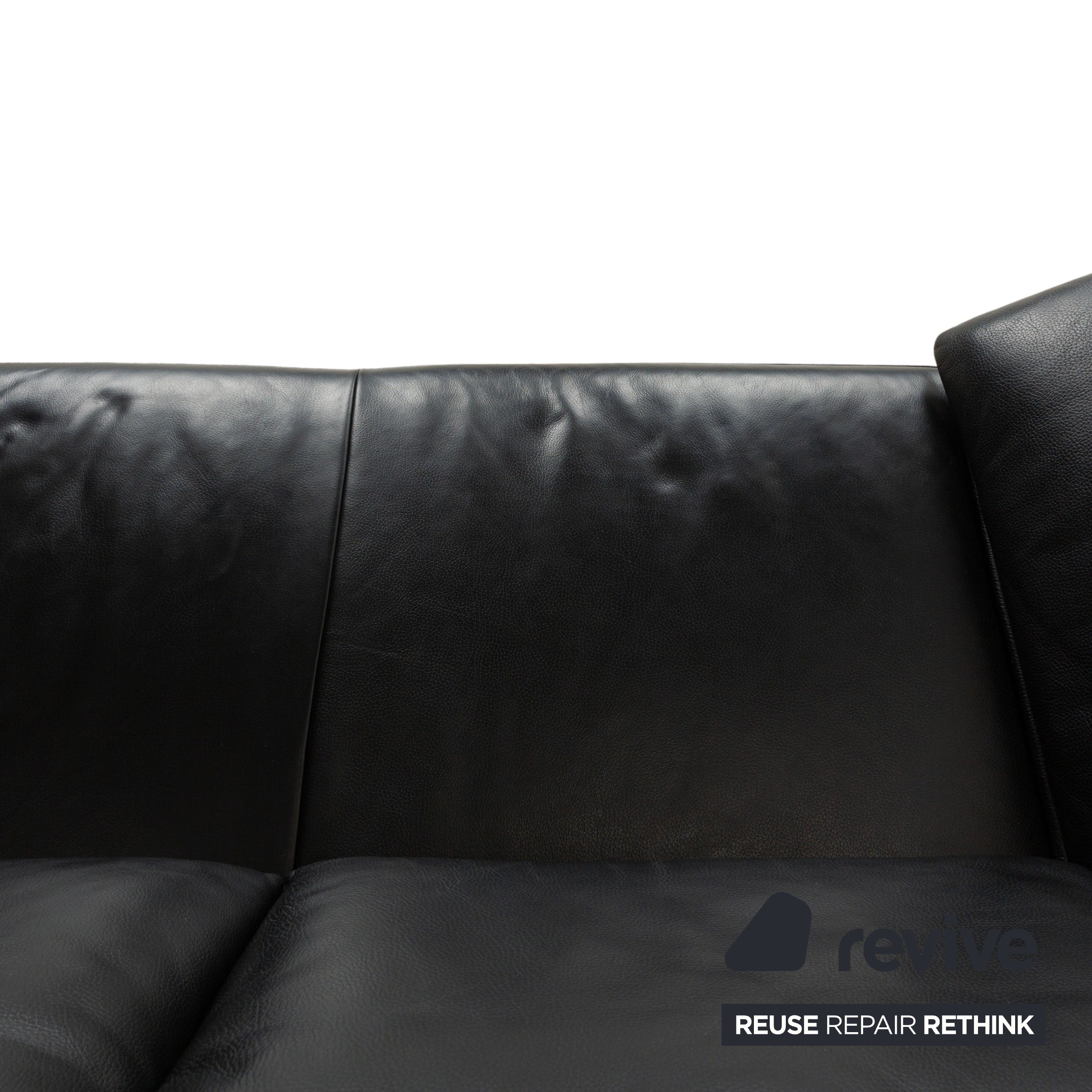Koinor Volare Leather Two Seater Black Manual Function Sofa Couch