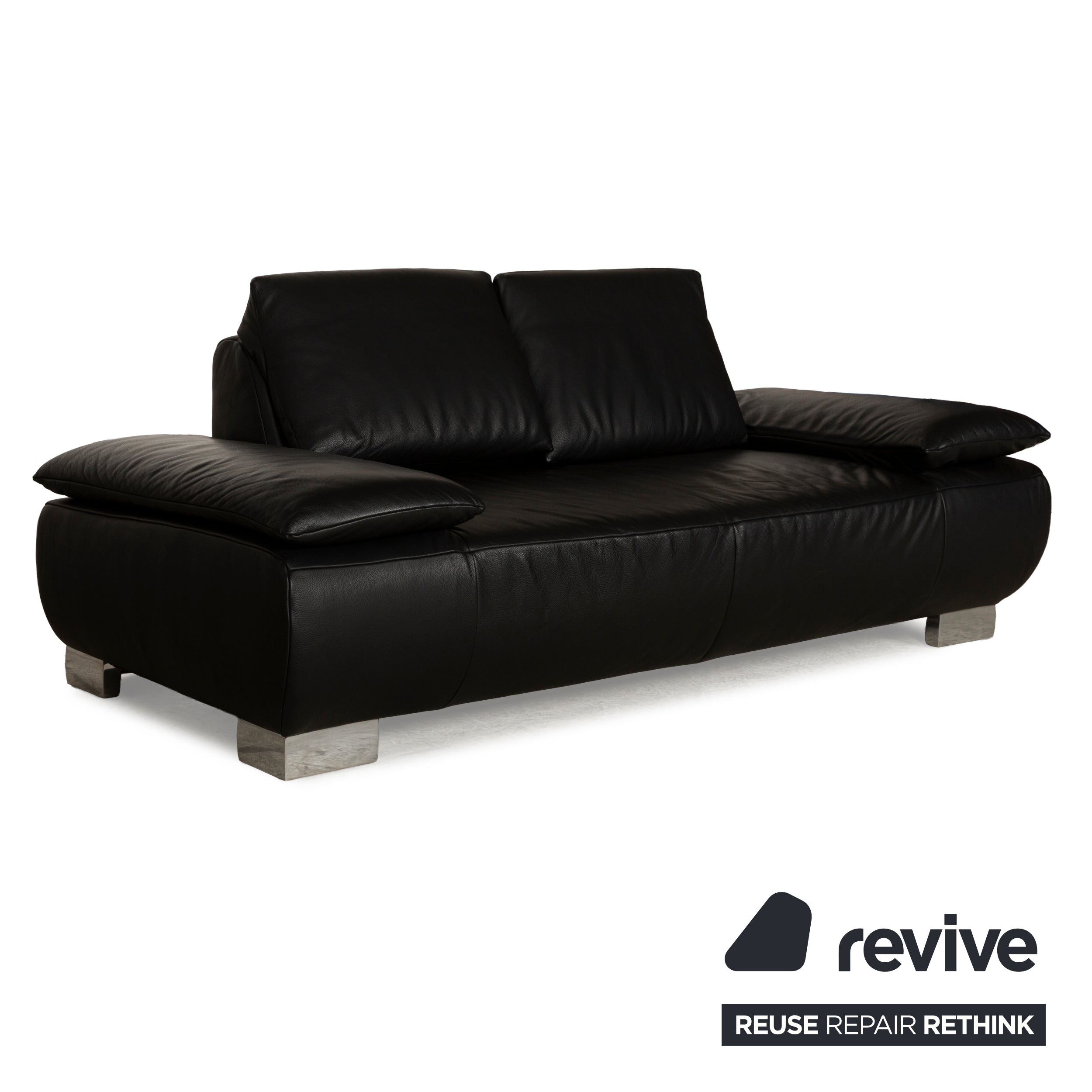 Koinor Volare Leather Two Seater Black Manual Function Sofa Couch