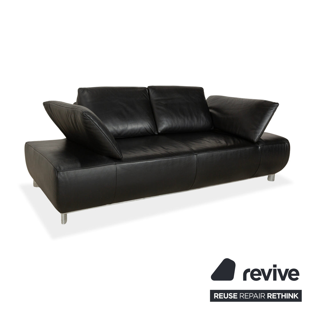Koinor Volare Canapé deux places en cuir noir à fonction manuelle