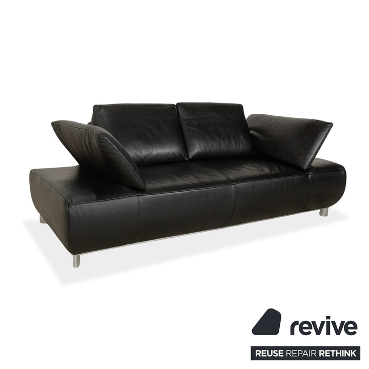 Koinor Volare Canapé deux places en cuir noir à fonction manuelle