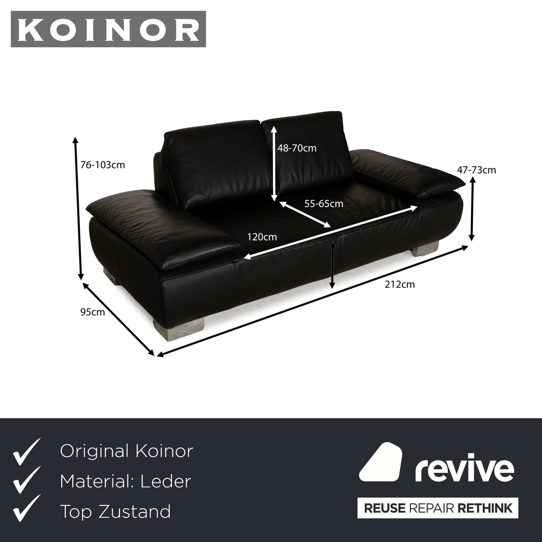 Koinor Volare Leder Zweisitzer Schwarz manuelle Funktion Sofa Couch
