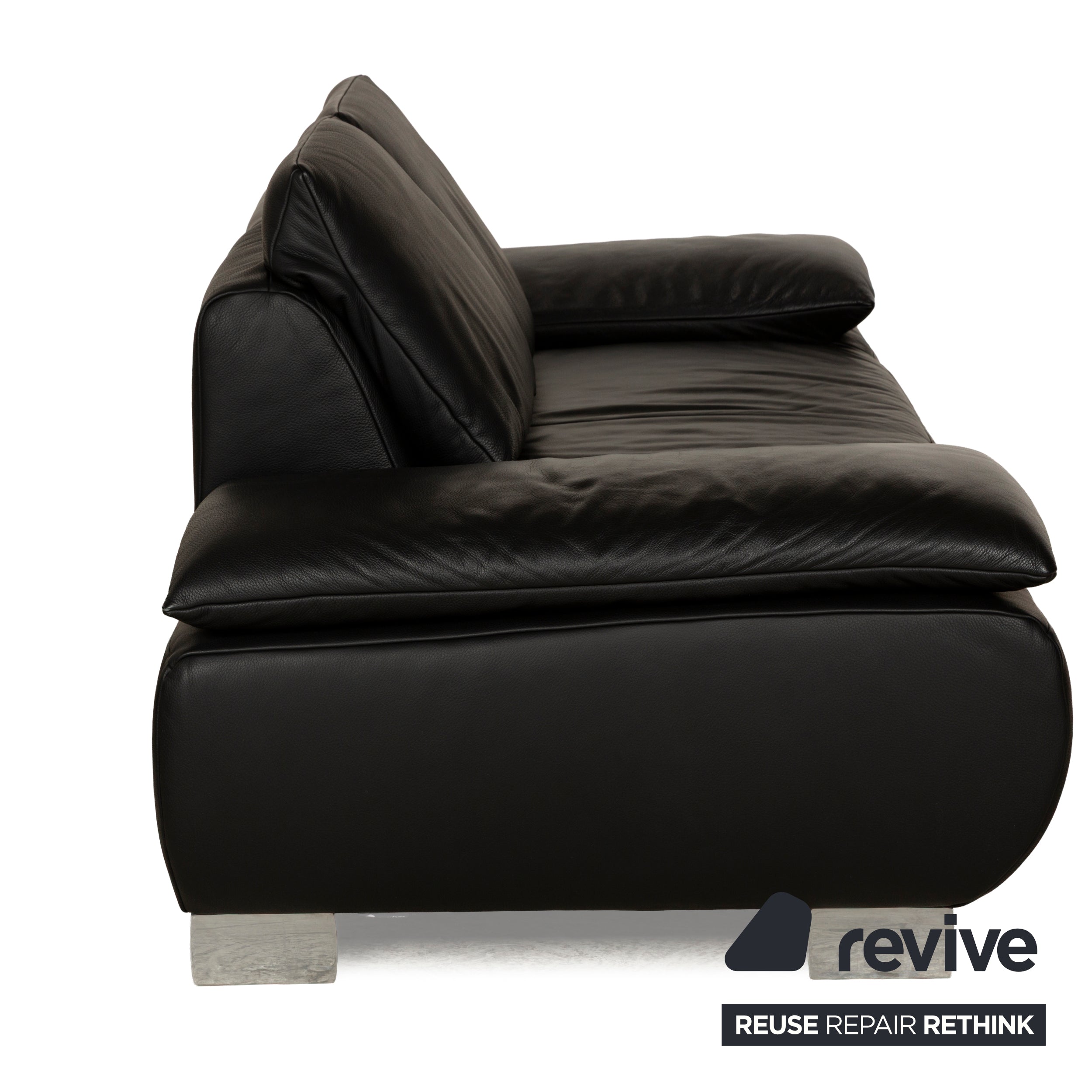 Koinor Volare Leather Two Seater Black Manual Function Sofa Couch