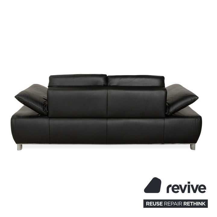 Koinor Volare Canapé deux places en cuir noir à fonction manuelle