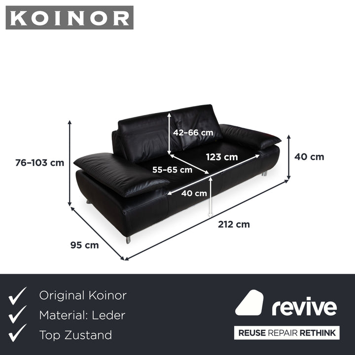 Koinor Volare Leder Zweisitzer Schwarz manuelle Funktion Sofa Couch