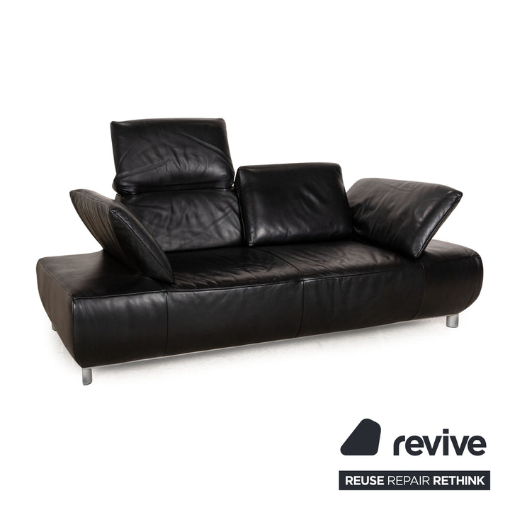 Koinor Volare Leather Two Seater Black Manual Function Sofa Couch