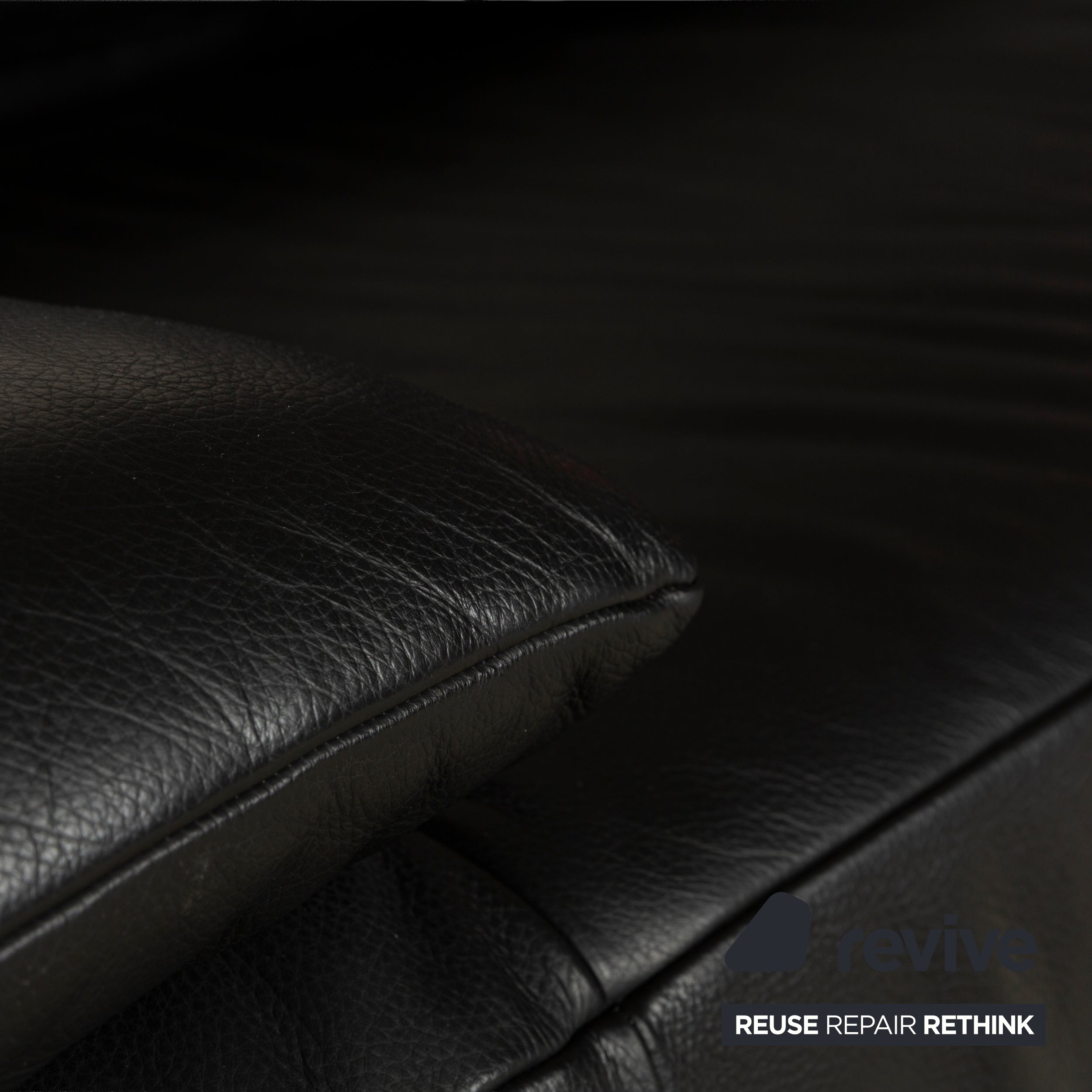 Koinor Volare Leather Two Seater Black Manual Function Sofa Couch