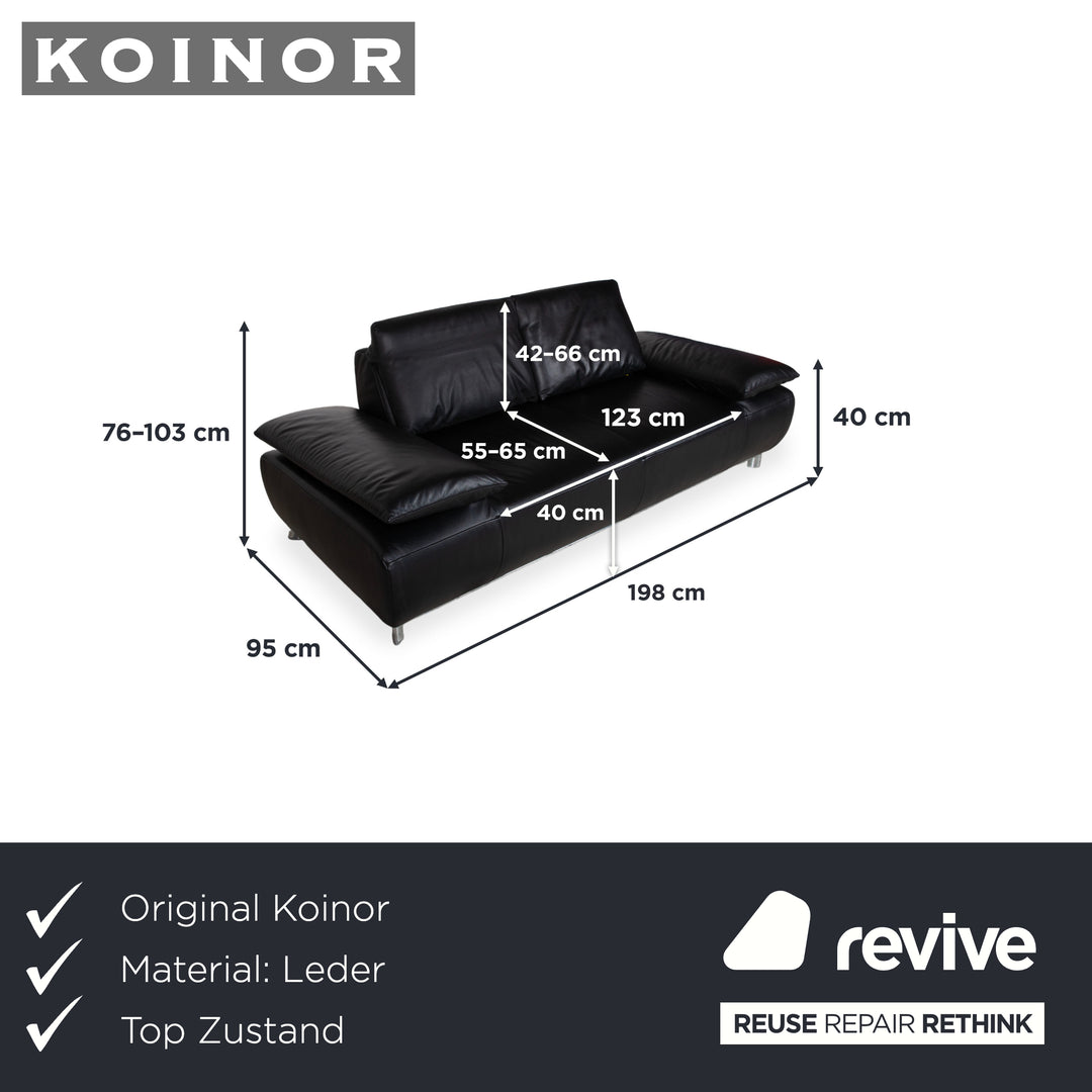 Koinor Volare Leder Zweisitzer Schwarz manuelle Funktion Sofa Couch