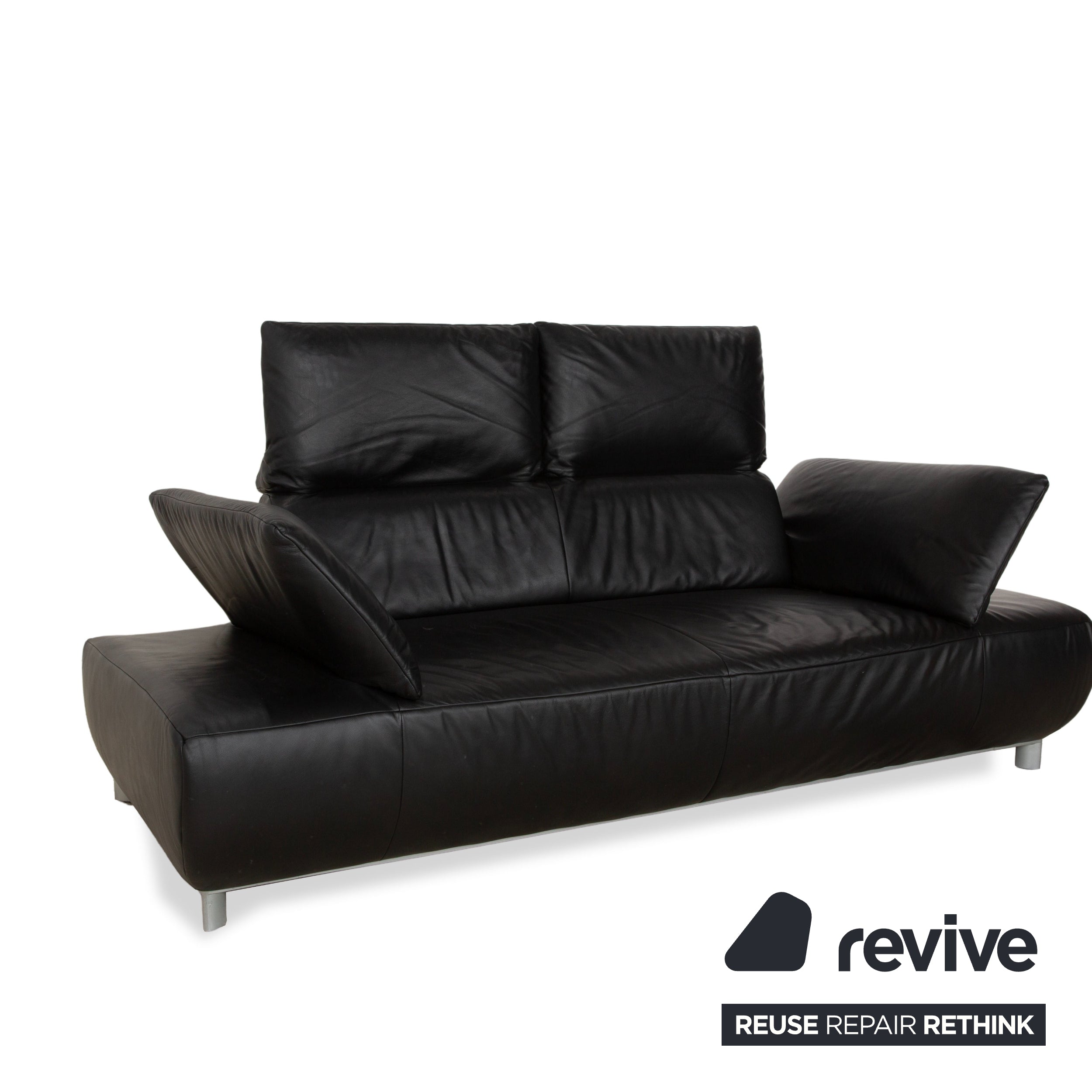 Koinor Volare Leather Two Seater Black Manual Function Sofa Couch