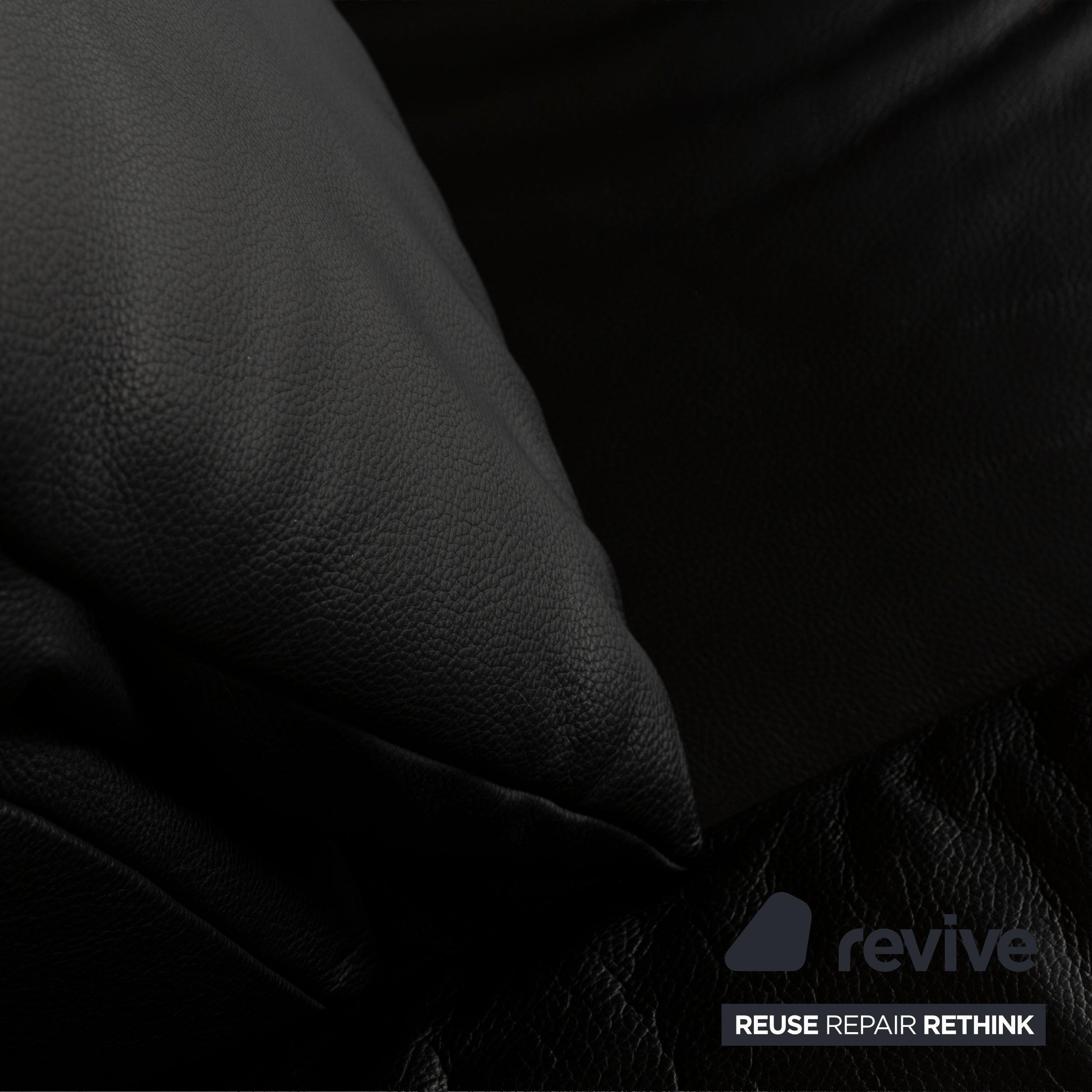Koinor Volare Leather Two Seater Black Manual Function Sofa Couch