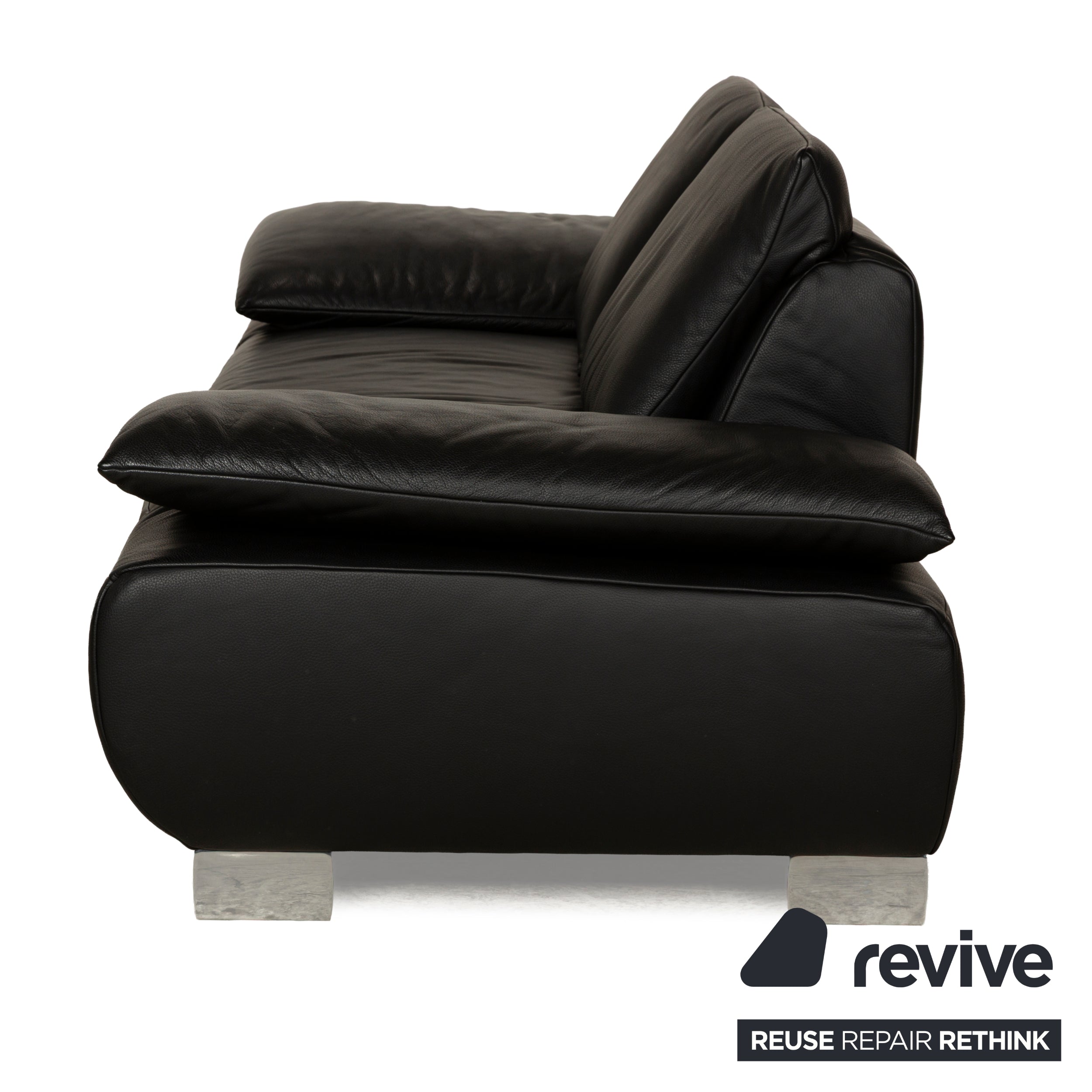 Koinor Volare Leather Two Seater Black Manual Function Sofa Couch
