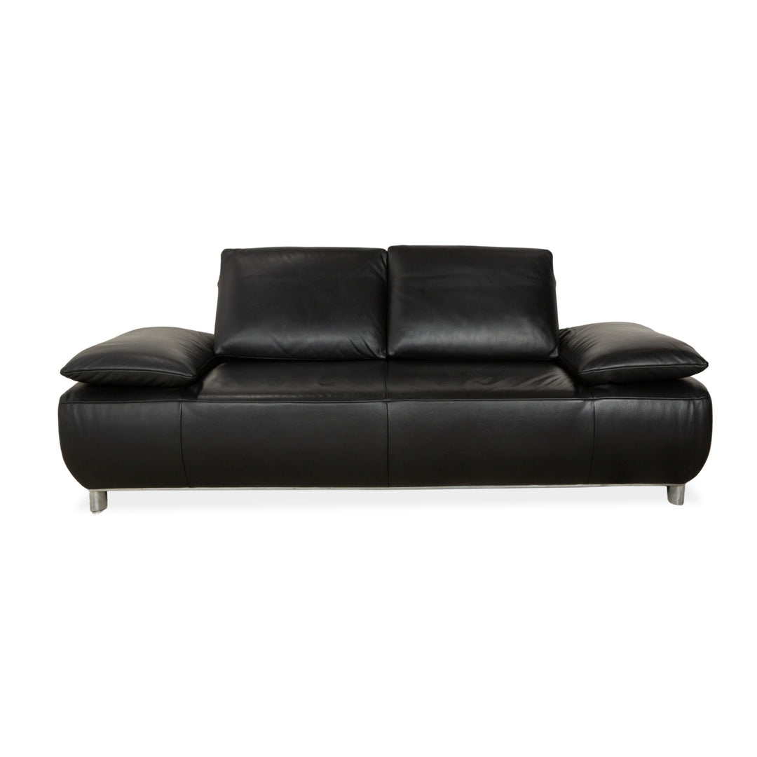 Koinor Volare Leather Two Seater Black Manual Function Sofa Couch