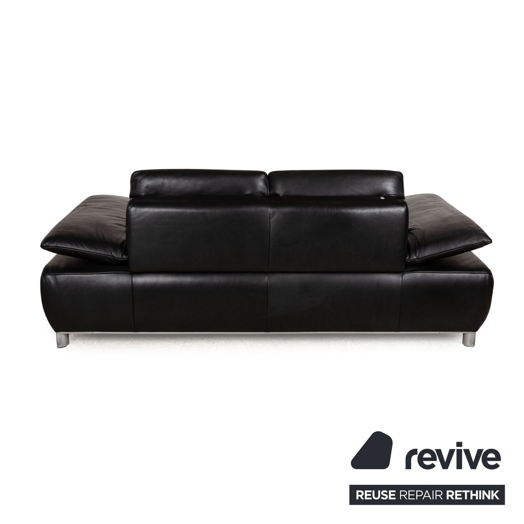 Koinor Volare Leather Two Seater Black Manual Function Sofa Couch