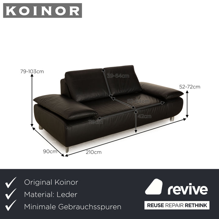 Koinor Volare Leder Zweisitzer Schwarz Sofa Couch manuelle Funktion