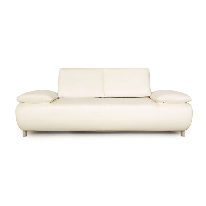 Koinor Volare Leather Two Seater White Sofa Couch Manual Function