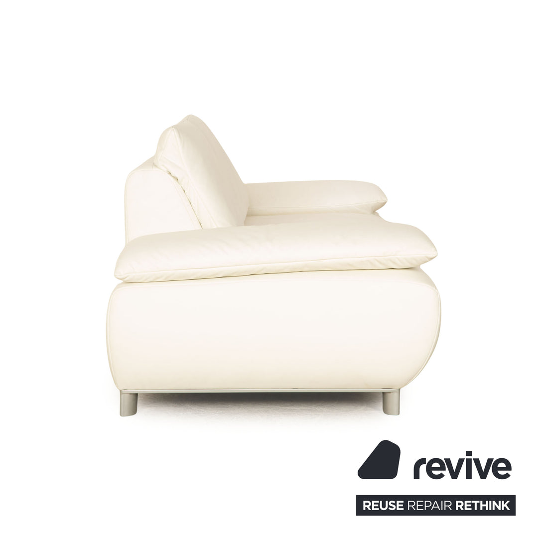 Koinor Volare Leather Two Seater White Sofa Couch Manual Function