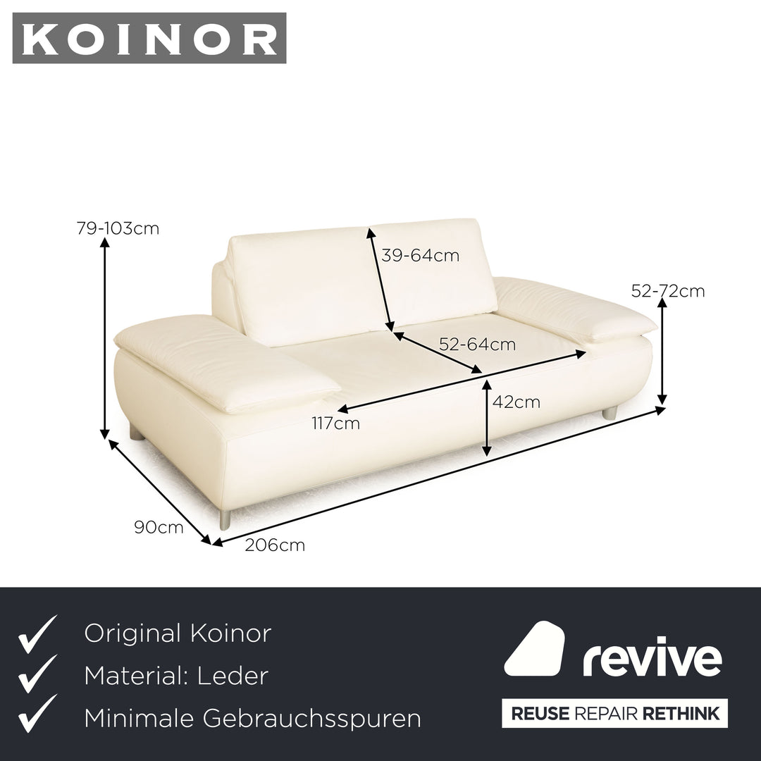 Koinor Volare Leather Two Seater White Sofa Couch Manual Function